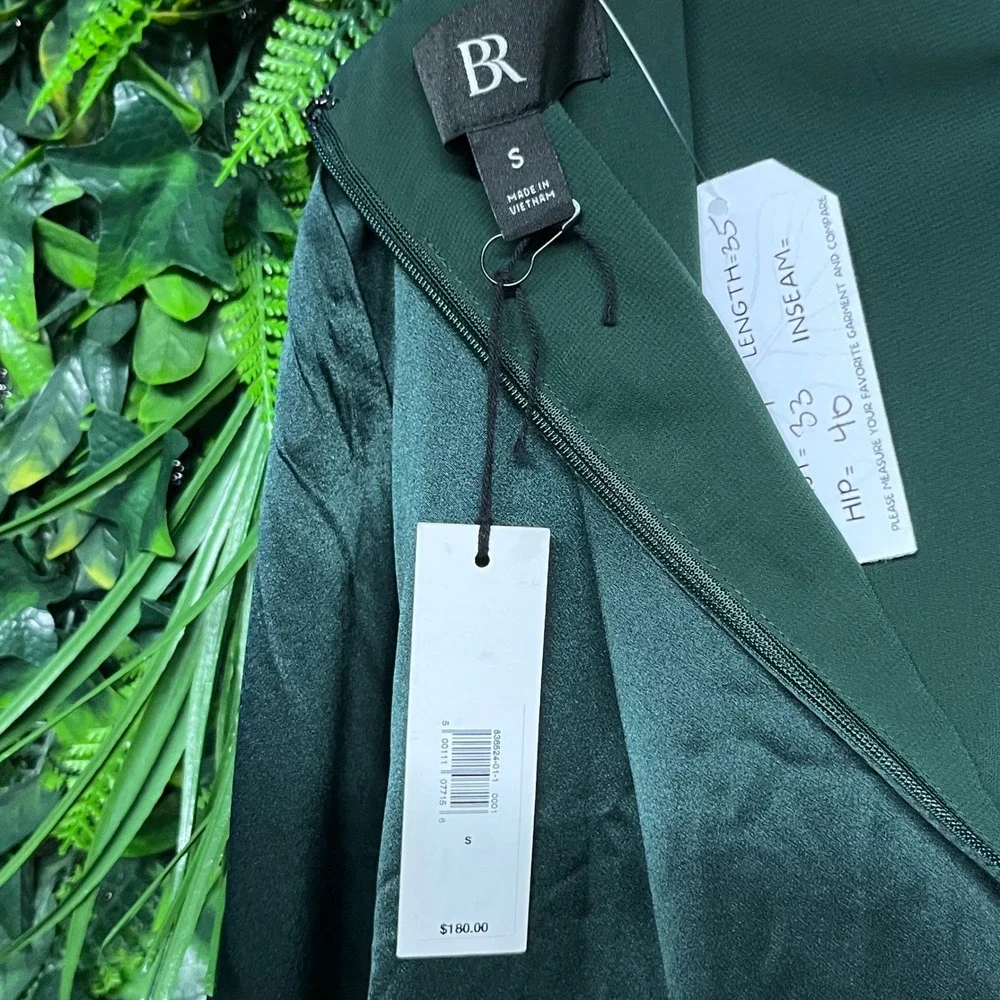 Banana Republic Dress Small Green 100% Silk Abril Satin Mini Long Sleeve 3846 - Picture 4 of 7